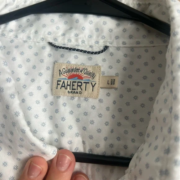 Faherty White and Blue Button Down w/ Floral Print - Picture 3 of 5